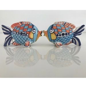 SALT AND PEPPER HAND PAINTED FISH SHAKERS NWOTS!